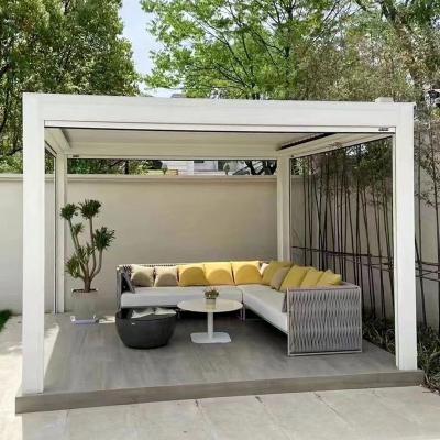 China Waterproof Dura aluminum louvered pergola outdoor living pergola motorized screens and shades pergola for sale