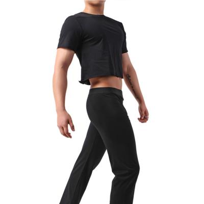 China 2023 Men's Crop Top Set Summer Cool Male Breathable Vest QUICK DRY Pants Warm Boy Cut Bodyline Gym Indicating Set for sale