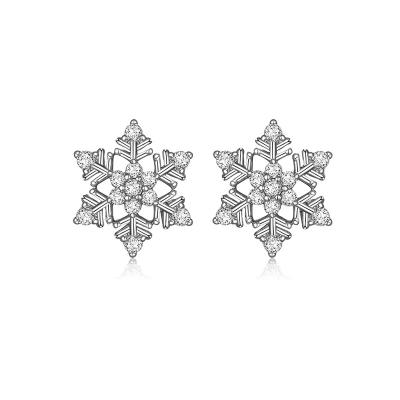 China CLASSIC High End Korean Popular Silver Zircon Snowflake Earrings Party Earrings for sale