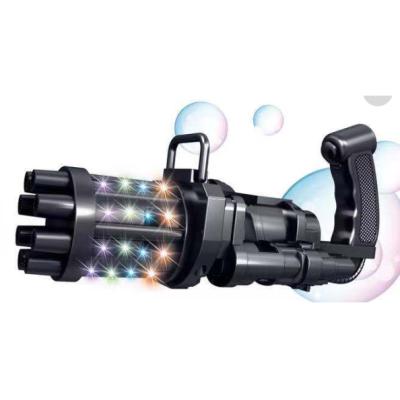 China Outdoor Toys Bubble Blowe Set Semi Automatic Bubble Gun Bubble Flashing Gatling Machine For Kids Bubble Gatling Gun With Light for sale