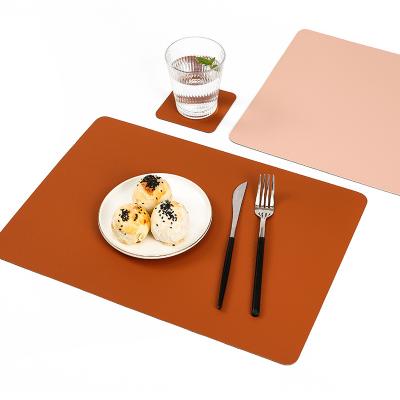 China Double Sided Mat Stocked Mat Restaurant Hotel Western Furnishing Rectangle Insulation Leather Table Table Mat for sale