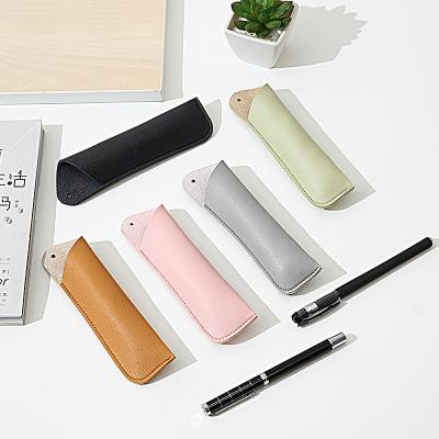 China Leather Pencil Case Creative Single Pen Box Stationery Student School Teaching+Office+Home Stain PU Protective Sleeve for sale