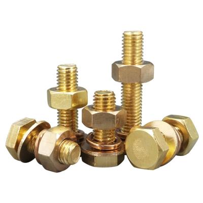 China Brass Hot Fasteners Brass Hex Bolt And Nut Hex Screw Washers Assembly for sale