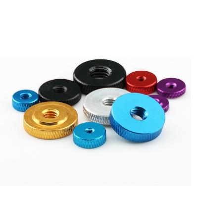 China Direct Sales Chinese Aluminum Colored Round Heavy Industry Factory Single Layer Finger Screw Nut Knurled Thumb Nuts for sale