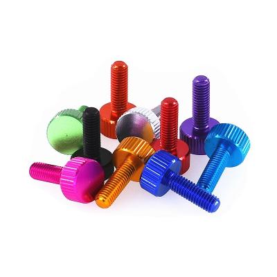 중국 Fastener Factory 6061 Color Aluminum M3 M4 M5 M6 Flat Head Well Known Adjustment Knurling Thumb Screw 판매용