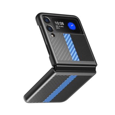 China DIAL Splice PC Carbon Fiber Design Flip Phone Case For Samsung Galaxy Z Flip 3 Leather Phone Case for sale