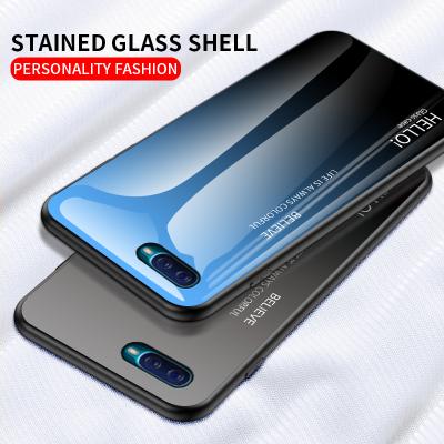 China Colorful Gradient Style Tempered Glass Phone Case Half-wrapped Cell Phone Cover For OPPO Realme 5 pro X2 pro for sale