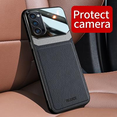 China Comfortable Protective Full PC Grainy Leather Hand Feeling Phone Case For OPPO Reno 4 4Pro for sale