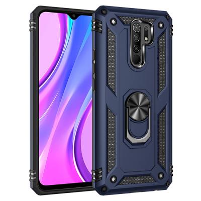 China Full Protective Metal Rotating Full Protection Ring Kickstand Armor Phone Cases For Xiaomi Redmi 9 for sale