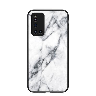 China Luxury Marble Case Half-wrapped Tempered Glass Style Phone Cases TPU Back Cover Case For VIVO V19 for sale