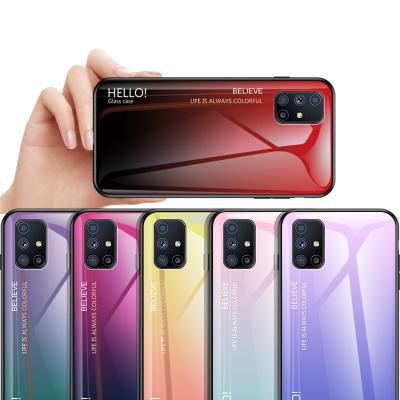 China Colorful Shockproof Tempered Glass Gradient Gradient Mobile Phone Case Phone Shell For Samsung Galaxy M51 for sale