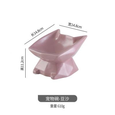 China Cat Bowl Large Caliber High Foot Face Ceramic Flat Face Cat Bowl Protect Cervical Vertebra Anti-Upsetting Dog Food Basin for sale