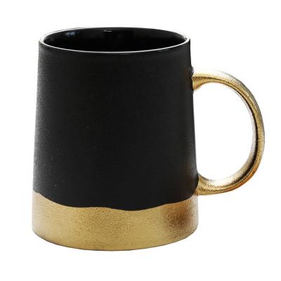 China Durable Rustic Anti-Slip Matted Black Ceramic Coffee and Milk Mug with Gold for Back to School Season Business for sale