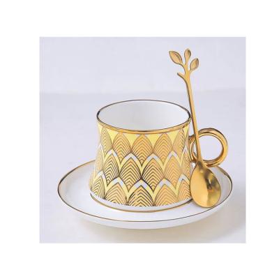 China Wholesale Fresh Gold Manufacturer Bone China 220cc Elegant Gold Cup And Saucer New for sale