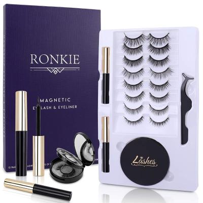 China Long natural magnetic eyelashes and eyeliner, portable eyelash box - 10 pairs. for sale