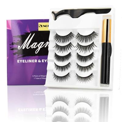 China Long Natural Magnetic Eyelash, Magnetic Eyelash With Eyeliner Pen 8D 3D False Eyelash for sale