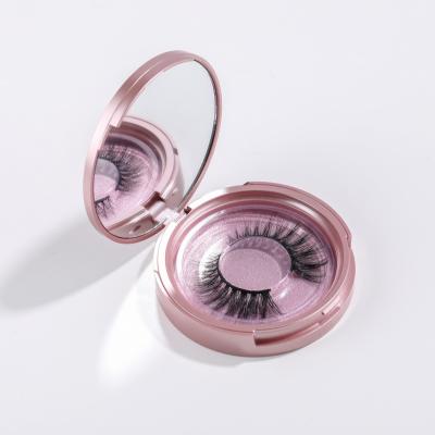 China Long Natural Round Acrylic Pink Packing Reusable 3D False Mink Lashes False Eyelashes Lashes Mink Lashes for sale