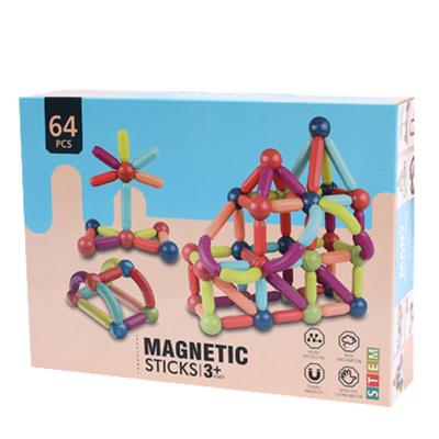 China Construction Toy 25/36/42/64/84/100pcs Set Hot Sale Good Quality Magnet Stick Ball Diy Big Magnetic Stick Blocks Sticks And Magnetic Balls Toys for sale