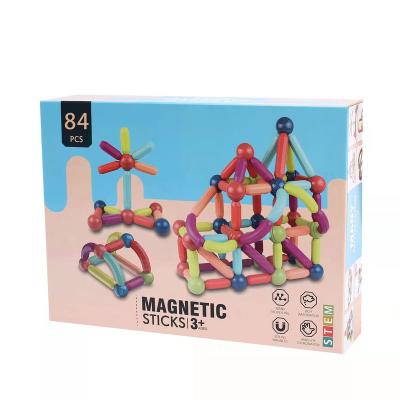 China Magnetic Building Toy 84PCS Smart Ball Rod Toys Educational Magnetic Toys For Kids 3D Assembly Building Block Magnetic Balls And Stick for sale