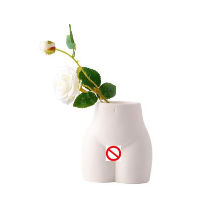 China Ceramic Body Art Flower Arrangement Vase Traditional White Simple Vase Body Woman Flower Arrangement Vase for sale