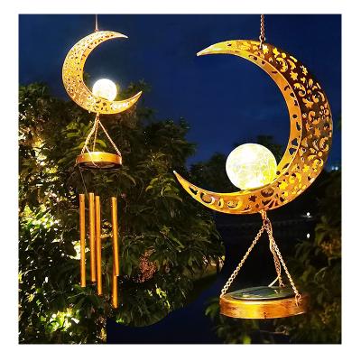 China Durable Solar Wind Rings Amazing Grace Ball Metal Moon Wind Chimes Hanging Outside With Glass for sale