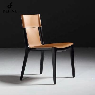 China Customized Fr Italian Style Modern Color Design Leather Dining Chairs For Apartment for sale