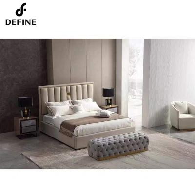 China Other famous brand high class hign finish king size gold frame modern bed for bedroom for sale