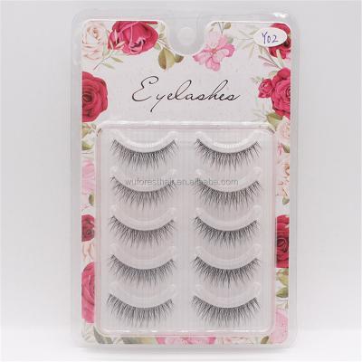 China WUFOREST Clear Rod Strip 5 Pairs Natural Soft Full Eyelash Strip Eyelash Packaging Box Synthetic False Clear Rod Strip for sale