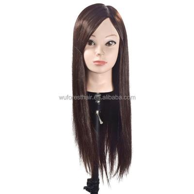 China With Wig WUFOREST Hairstyle Training Head Mannequins Female For Sale Makeup Black Synthetic Hair Styling Cutting Braiding Head for sale