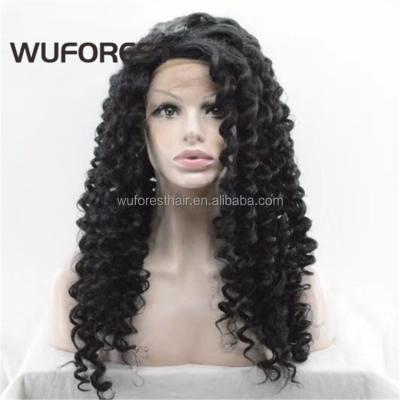 China WUFOREST 1B Black Curly Afro Lace Front Wavy Human Hair Human Hair Wigs For Women Full Lace Wig for sale