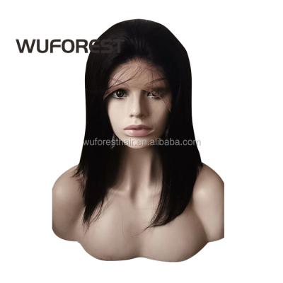 China WUFOREST Full Lace Headband Wig Short Bob Black Lace Front Human Hair Straight Wigs Pre Plucked With Baby Remy Hair for sale