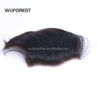 China WUFOREST 100% Real Hair Black 100% Swiss Front Wig M Style Forehead Toupee Color 15x7 Hair Piece Lace Front Wig For Men Straight for sale