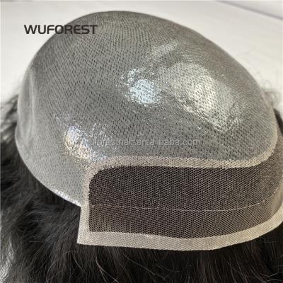 China WUFOREST Straight Natural Hairline Lace Up Front Toupee Breathable Thin Skin PU Toupee Hair Pieces For Men Man Male for sale