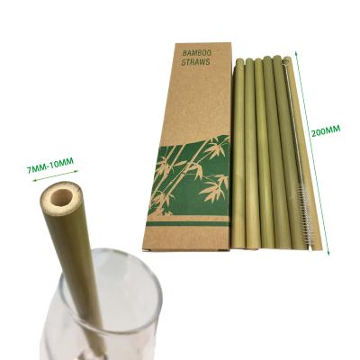 China Natural Color Can Be Recycled One Pack 10 Pieces Natural Bamboo Restaurant Bar Straw And Bamboo Straws For Bubble Tea for sale