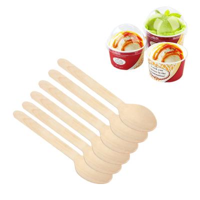 China 300 Pcs Disposable Disposable Wooden Cutlery Knife Fork 100MM Biodegradable Spoon And Ice Cream for sale