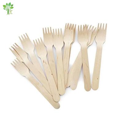 China Customization 14cm Viable Wholesale Wooden Fork Disposable Cutlery for sale