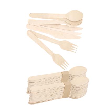 China Sustainable Hottellaneous 200 Pieces / Set Disposable Spoons Fork Birchwood Tableware Set for sale