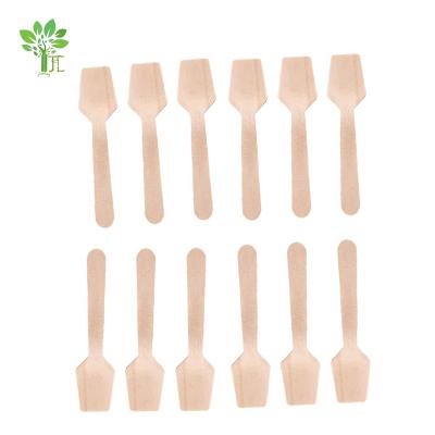 China Safe Disposable Degradable Mini Spoon Bulk Wooden Square Ice Cream Scoop 95mm Square Shovel For Ice Cream Scoop for sale