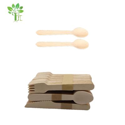 China Viable The Most Favorable Price Birch 140mm Wooden Tableware Fork Knife Wholesale Natural Disposable Tableware Spoon for sale