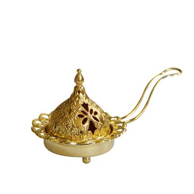 China Mini Agarwood Stand Ramadan Antique Middle Eastern Indian Folk Gift Metal Craft Incense Censer Small With Handle for sale