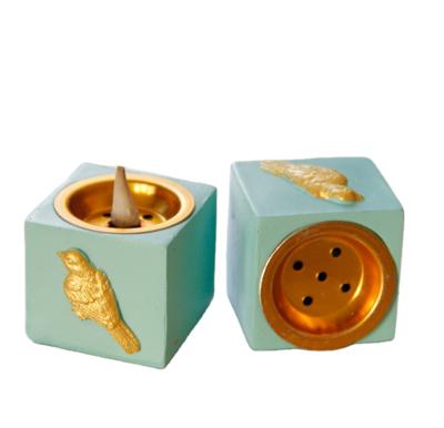 China 2021 Indian Incense Factory Customized Middle East Home Mini Cute Bird Square Resin Censer for sale