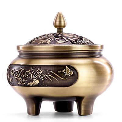 China 2021 Tibetan Incense Tripod Lotus Household Sandalwood Buddha Tea Ceremony High Quality Pure Copper Censer for sale