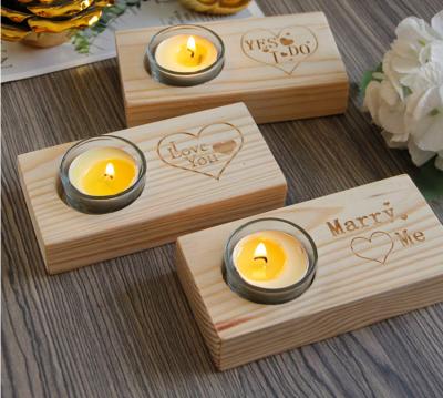 China 2021 European style home wedding proposal decoration romantic candle holder can be customized letter wood candle holder for sale