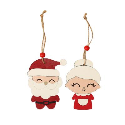 China Wooden Creative Cute Grandpa Christmas Supplies Old Mother-in-Law Pendant Couple Doll Decoration for sale