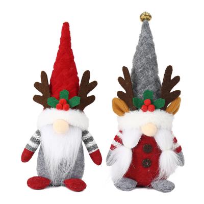 China New Christmas decoration products Nordic style doll supplies faceless elderly elk antlers couple doll ornaments for sale