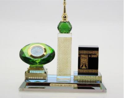 China India Clock Tower Muslim Arab Prayer Building Ramadan Decoration Transparent Crystal Cube Desk for sale