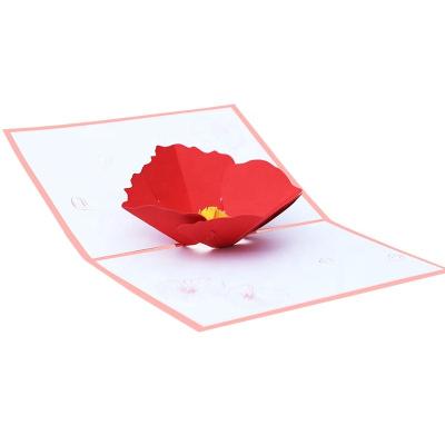 China Europe Best Selling Wholesale Paper Art Custom Flower 3D Paper Pop Up Greeting Cards Funny Wedding Gift for sale