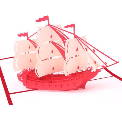 China Europe/America/Oceania 3D Ship Pop Up Display Cards Holiday Greeting Card Postcards For Promotion Gifts For Birthday Father's Day Laser Cut Cards for sale