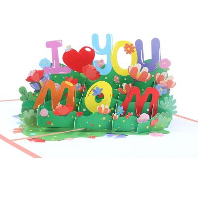 China Wholesale Custom Unique Handmade Europe Laser Cut Thank You Mothers Day Gift 3D Pop Up Greeting Cards for sale