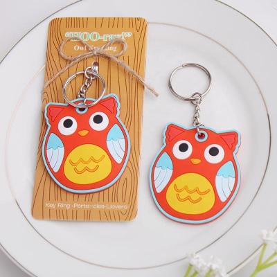 China 3D Keychain Cartoon Keypad Creative Gift 3D PVC Owl Hanging Soft Keychains Cute Car Keypad Small Silicone Small Keychains For Promotion for sale